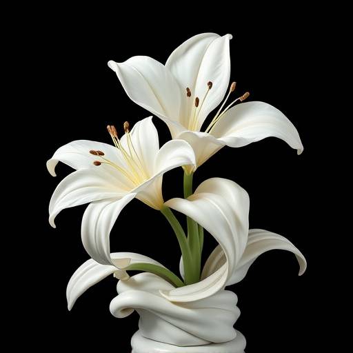 A sculpture of a Florentine Lily in Carrara marble.