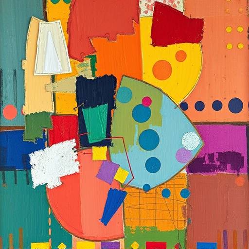 Abstract painting with vibrant colors inspired by the Florentine Renaissance