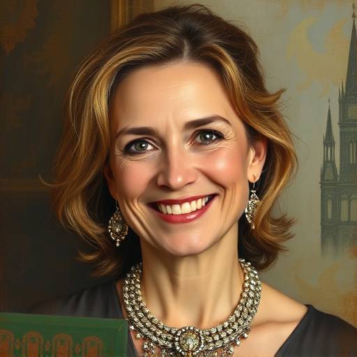 Portrait of Isabella Rossi, a talented Italian artist with a warm smile.